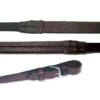 Nunn Finer Buckle End Fine Pimple Rubber Reins - Havana/Zinc