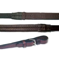 Nunn Finer Buckle End Fine Pimple Rubber Reins - Havana/Zinc