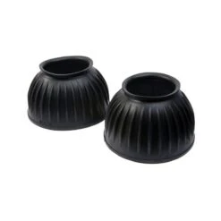 Saxon Ribbed Pull On Bell Boots - Black