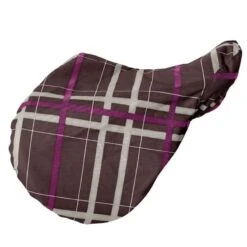 Pessoa Alpine 1200D Saddle Cover - Carob Brown/Fuchsia Plaid