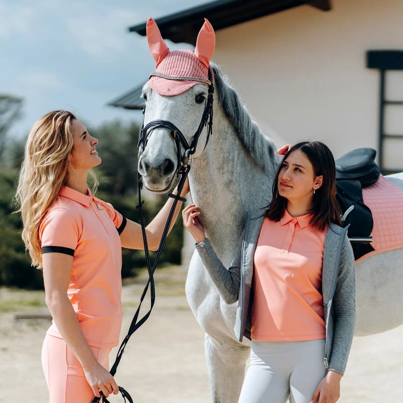 Horze Cooling Ear Net - Peach Amber Pink 3 Horze Cooling Ear Net - Peach Amber Pink - Image 3