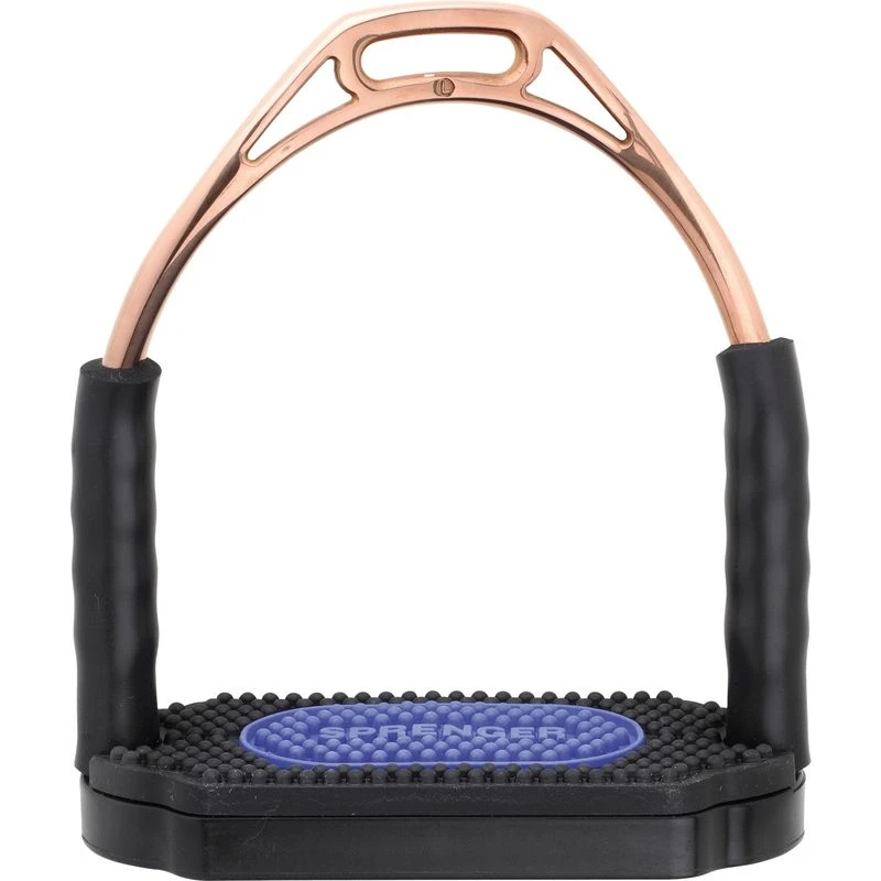 Herm Sprenger Bow Balance Stirrups - Bronze/Black/Blue Pad 1 Herm Sprenger Bow Balance Stirrups - Bronze/Black/Blue Pad