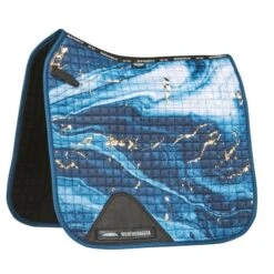 Weatherbeeta Prime Marble Shimmer Dressage Saddle Pad - Navy/Gold Swirl Marble